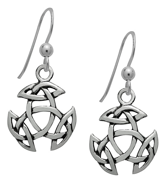 Silver Open Triad Dangling Earrings