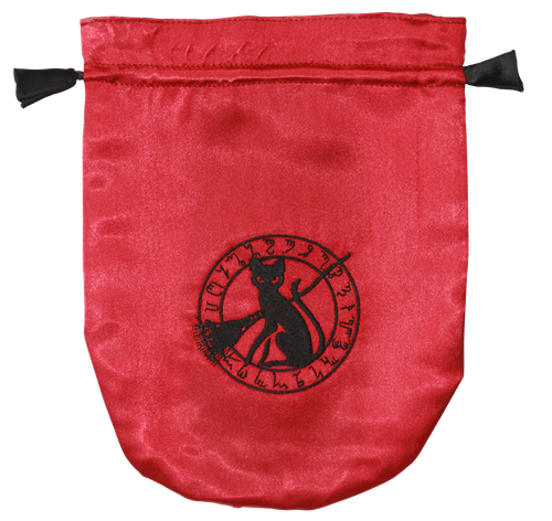 Red Satin Black Cat Tarot Bag